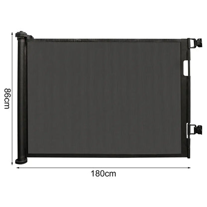 Barrière de sécurité rétractable 150 ou 180 cm – bébé et animaux Noir – 180 cm