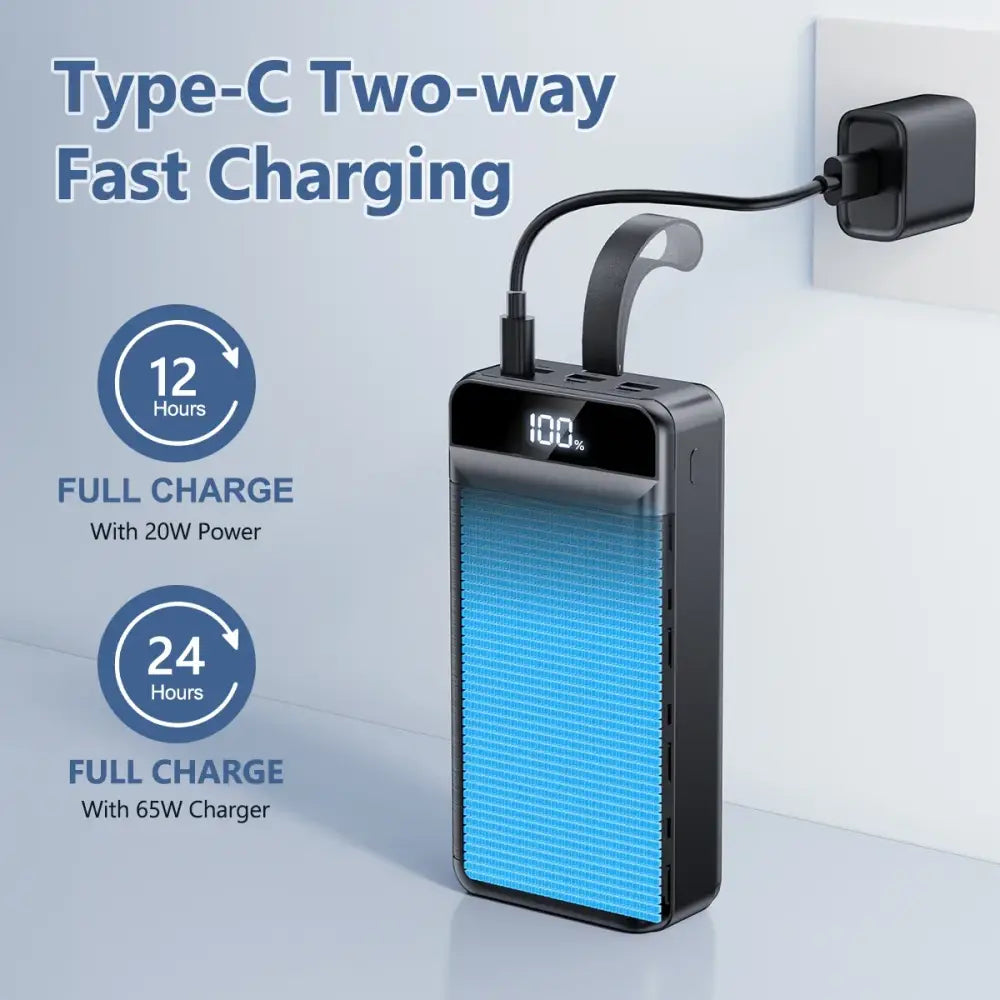Batterie Externe 60000mAh Charge Rapide 22,5W Avec Lampe De Poche - 60000mAh Powerbank / 50 001 mAh-100 000 mAh / France