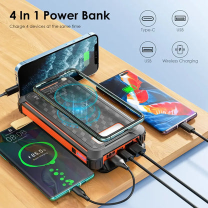 Batterie Solaire 26800mAh Chargeur Solaire Rapide QC3 3 Sorties
