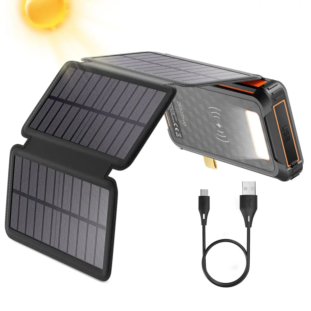 Batterie Solaire 26800mAh Chargeur Solaire Rapide QC3 3 Sorties