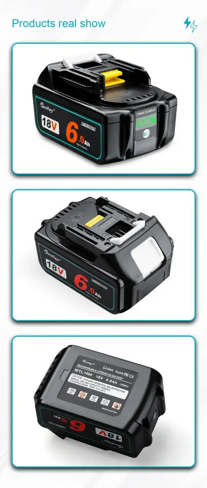 Batteries compatibles Makita 18 V 6 Ah – lot de 2 - 2 batteries 18 V – 6 Ah / Pologne - batterie compatible Makita 18V
