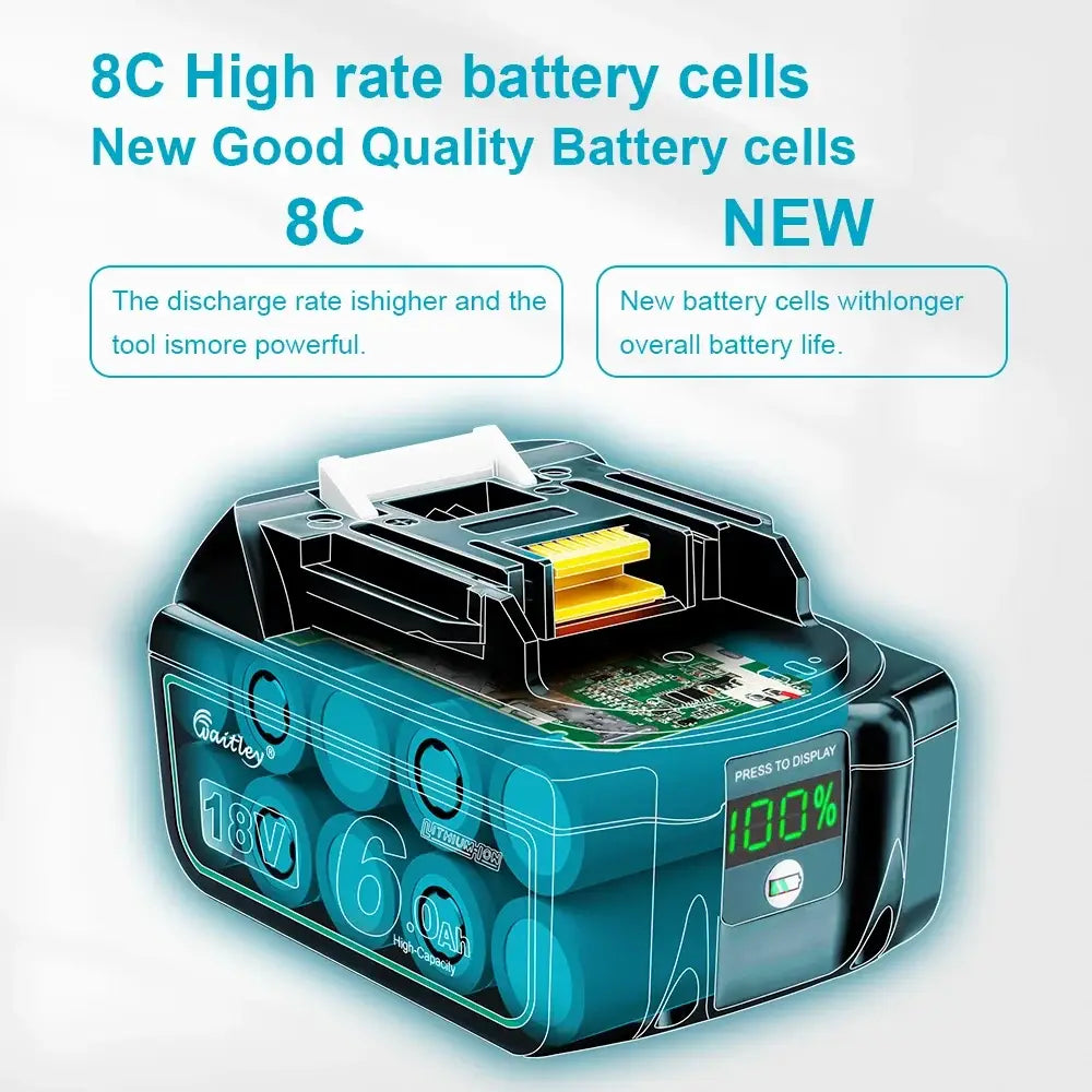 Batteries compatibles Makita 18 V 6 Ah – lot de 2 - 2 batteries 18 V – 6 Ah / Pologne - batterie compatible Makita 18V