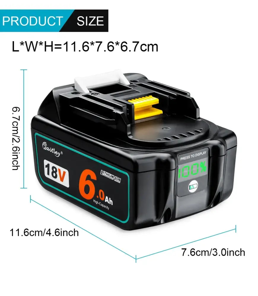 Batteries compatibles Makita 18 V 6 Ah – lot de 2 - 2 batteries 18 V – 6 Ah / Pologne - batterie compatible Makita 18V