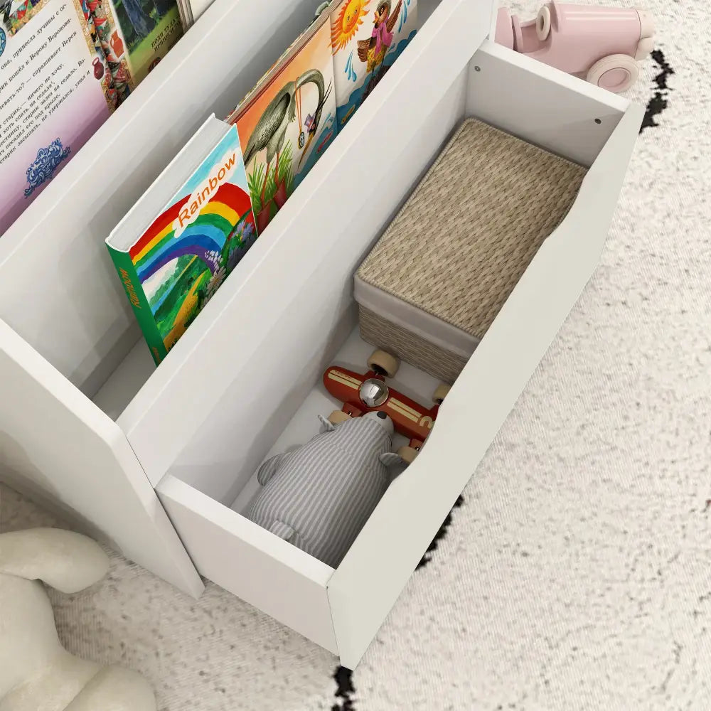 Bibliothèque enfant 3 niveaux avec tiroir – 62,5 cm - Ivoire / France - bibliothèque enfant avec tiroir