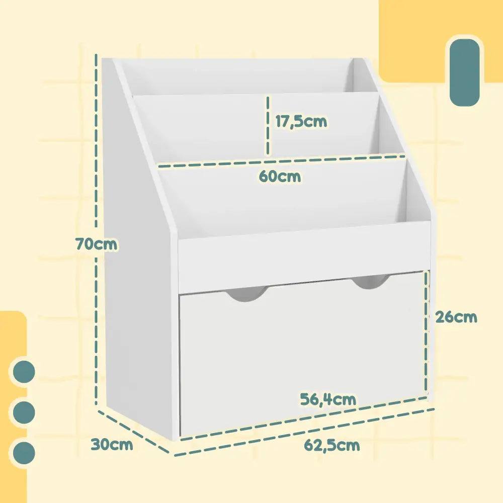 Bibliothèque enfant 3 niveaux avec tiroir – 62,5 cm - Ivoire / France - bibliothèque enfant avec tiroir