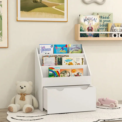 Bibliothèque enfant 3 niveaux avec tiroir – 62,5 cm - Ivoire / France - bibliothèque enfant avec tiroir