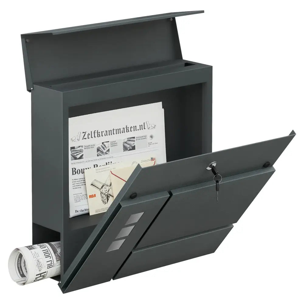 Boîte aux lettres murale verrouillable avec porte-journaux - Boîte aux lettres murale porte journaux