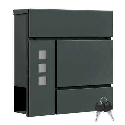 Boîte aux lettres murale verrouillable avec porte-journaux - Anthracite - Boîte aux lettres murale porte journaux