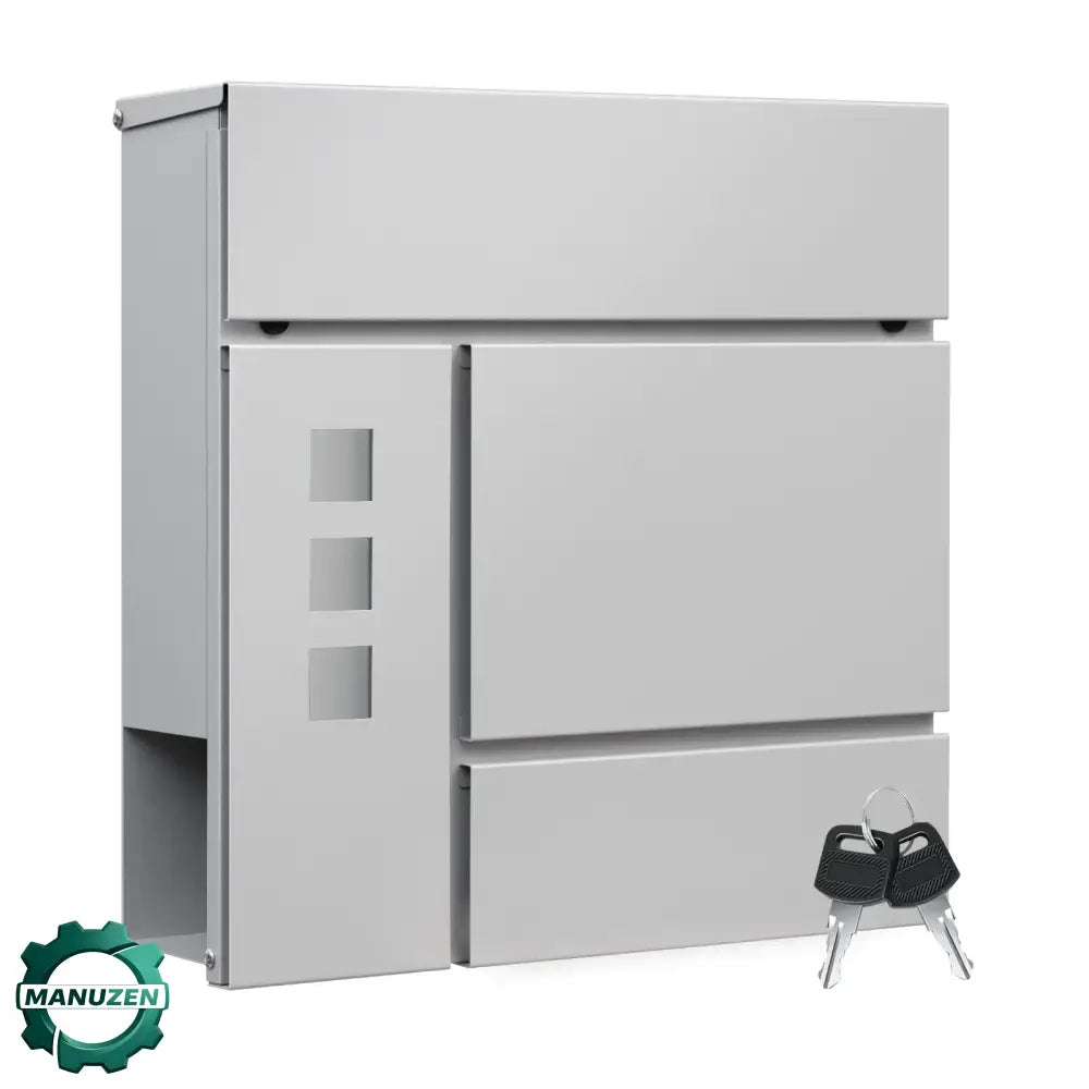 Boîte aux lettres murale verrouillable avec porte-journaux - Gris - Boîte aux lettres murale porte journaux