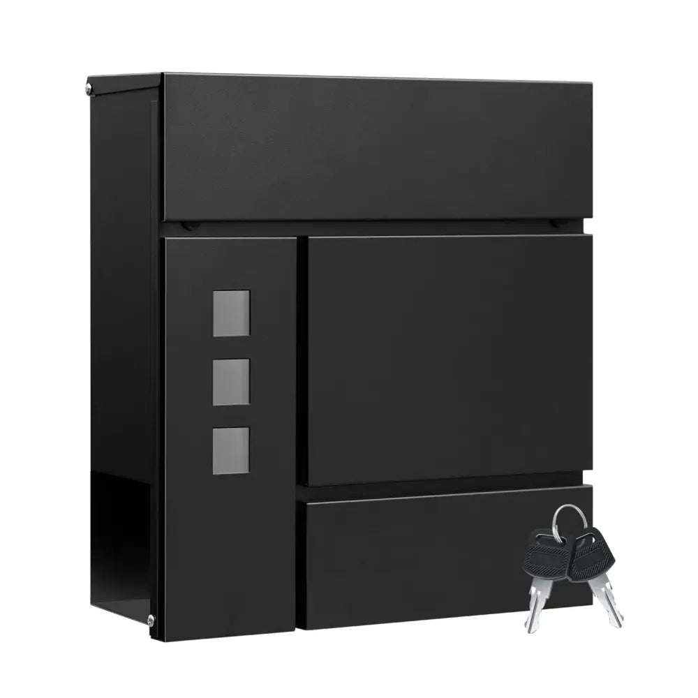Boîte aux lettres murale verrouillable avec porte-journaux - Noir - Boîte aux lettres murale porte journaux