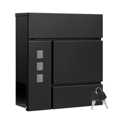 Boîte aux lettres murale verrouillable avec porte-journaux - Noir - Boîte aux lettres murale porte journaux