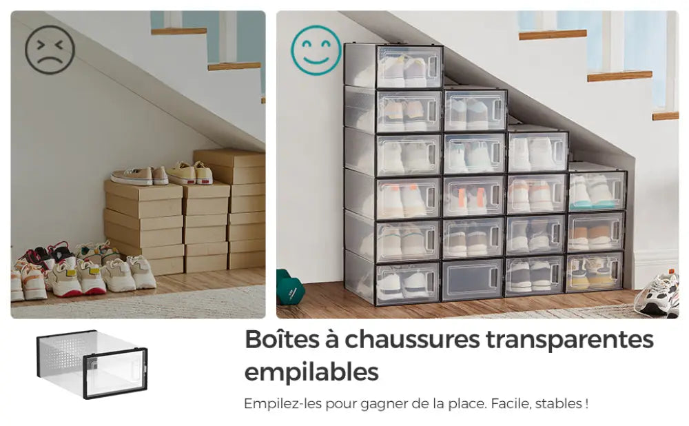 Boîtes à chaussures pliables grises – lot de 18 - Gris / France - boîtes à chaussures pliables lot 18