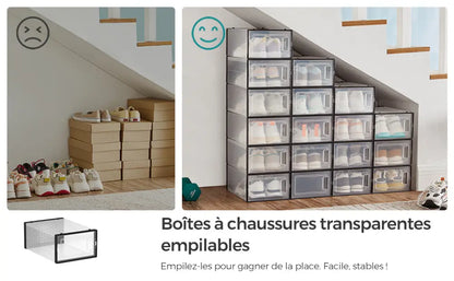 Boîtes à chaussures pliables grises – lot de 18 - Gris / France - boîtes à chaussures pliables lot 18