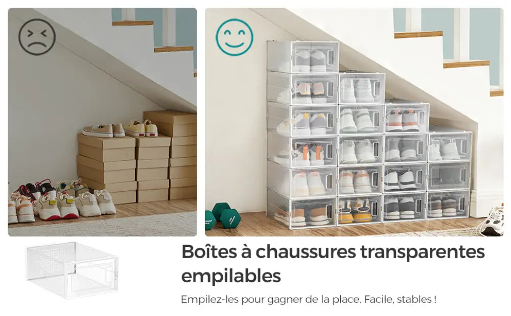 Boîtes à chaussures pliables grises – lot de 18 - Gris / France - boîtes à chaussures pliables lot 18