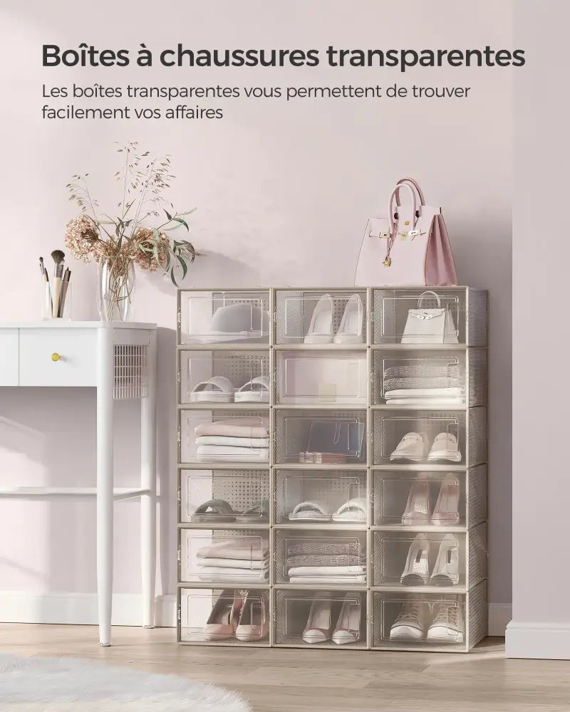 Boîtes à chaussures pliables grises – lot de 18 - Gris / France - boîtes à chaussures pliables lot 18