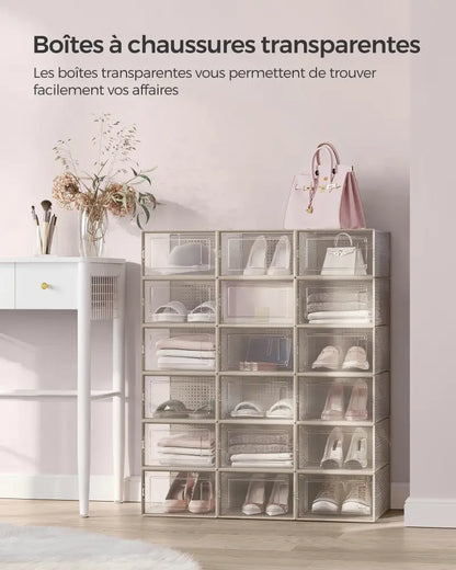 Boîtes à chaussures pliables grises – lot de 18 - Gris / France - boîtes à chaussures pliables lot 18