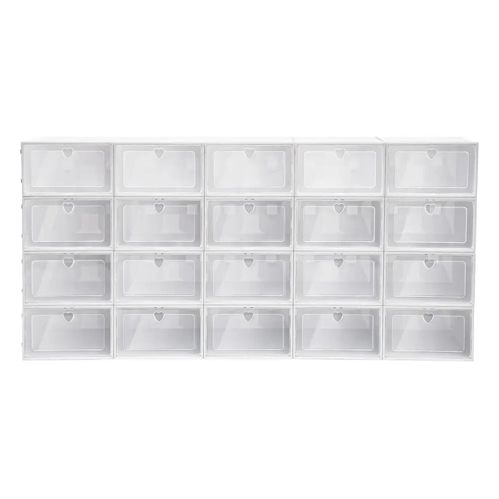 Boîtes à Chaussures Transparentes Empilables Lot 20 Avec Couvercle BLANC France
