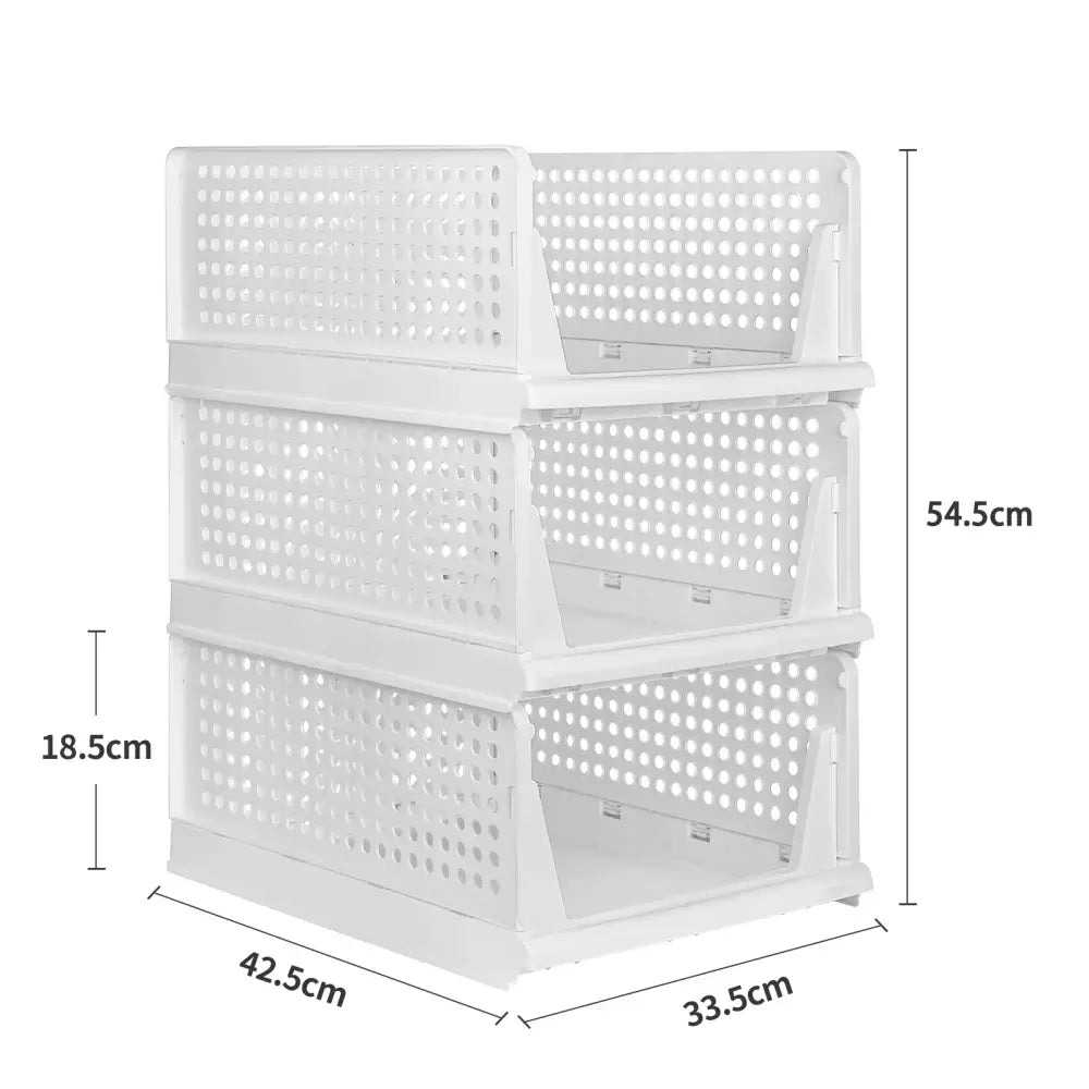 Boîtes de Rangement Vêtements Empilables – Lot de 3 à 5 - Lot de 3 – Blanc / L / France - Rangement et organisation
