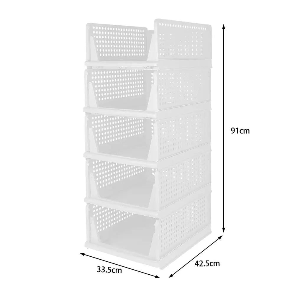 Boîtes de Rangement Vêtements Empilables – Lot de 3 à 5 - Lot de 5 – Blanc / L / France - Rangement et organisation