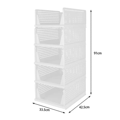 Boîtes de Rangement Vêtements Empilables – Lot de 3 à 5 - Lot de 5 – Blanc / L / France - Rangement et organisation