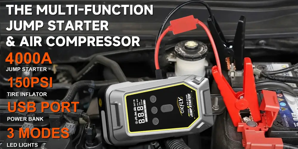 Booster 12 V avec compresseur 150 PSI – 4 en 1 - booster compresseur 12V 150 PSI