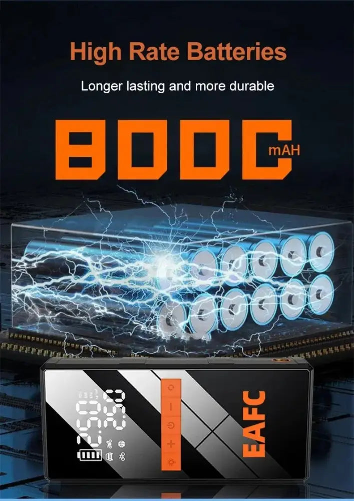 Booster batterie 1 200 A et gonfleur 150 PSI – 2 en 1 - booster gonfleur 1200A 150 PSI
