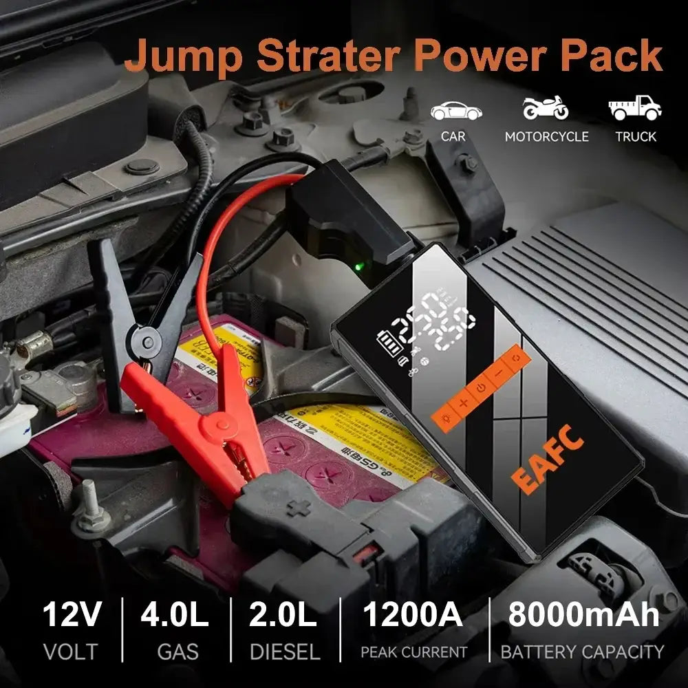 Booster batterie 1 200 A et gonfleur 150 PSI – 2 en 1 - booster gonfleur 1200A 150 PSI
