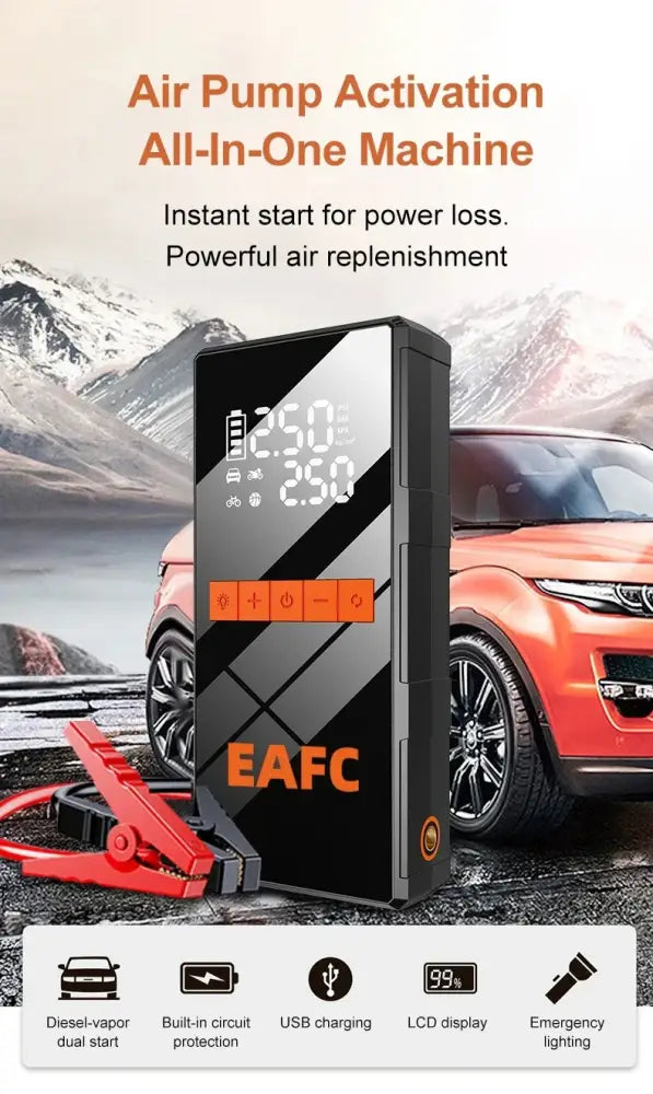 Booster batterie 1 200 A et gonfleur 150 PSI – 2 en 1 - booster gonfleur 1200A 150 PSI