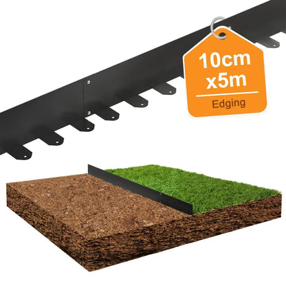 Bordure de pelouse galvanisée 10 cm – 5 ou 10 m – variante Noir – 10 cm × 5 m