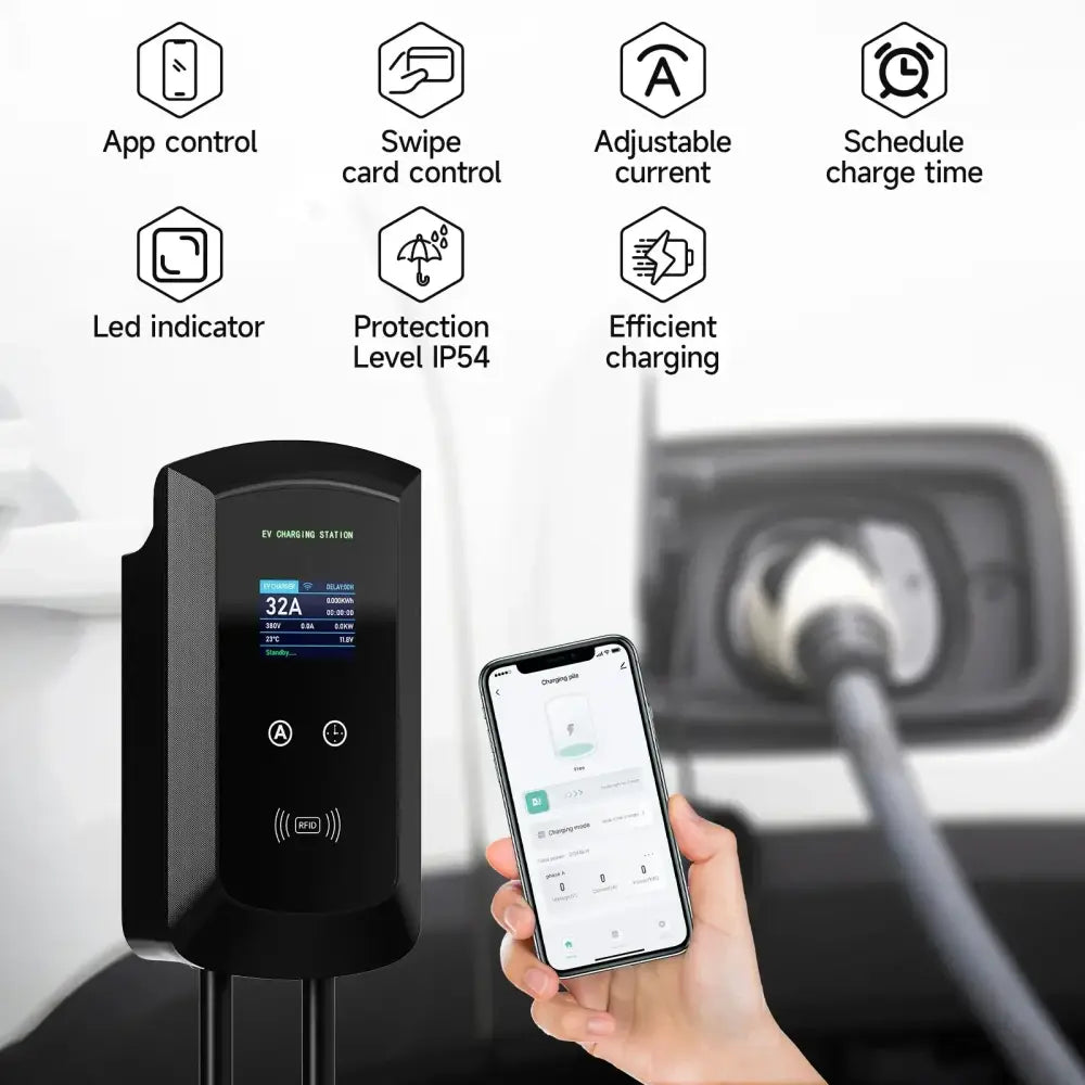 Borne de recharge Type 2 7,6 à 22 kW – câble 5 m IP66 - Borne de recharge voiture électrique