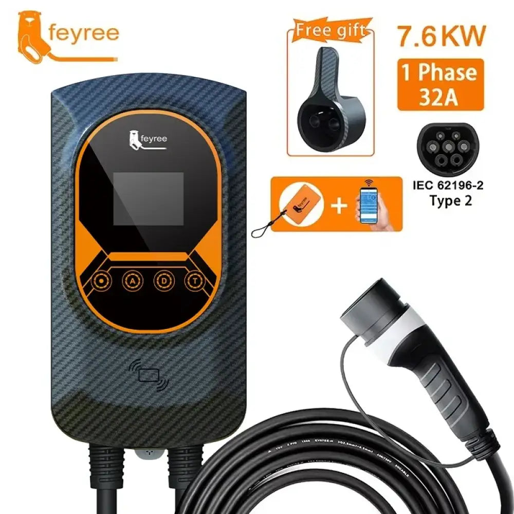 Borne de recharge voiture électrique WiFi Type 2 – 7,6 à 22 kW - 7,6 kW / 32 A monophasé / Type 2 / France - Borne de