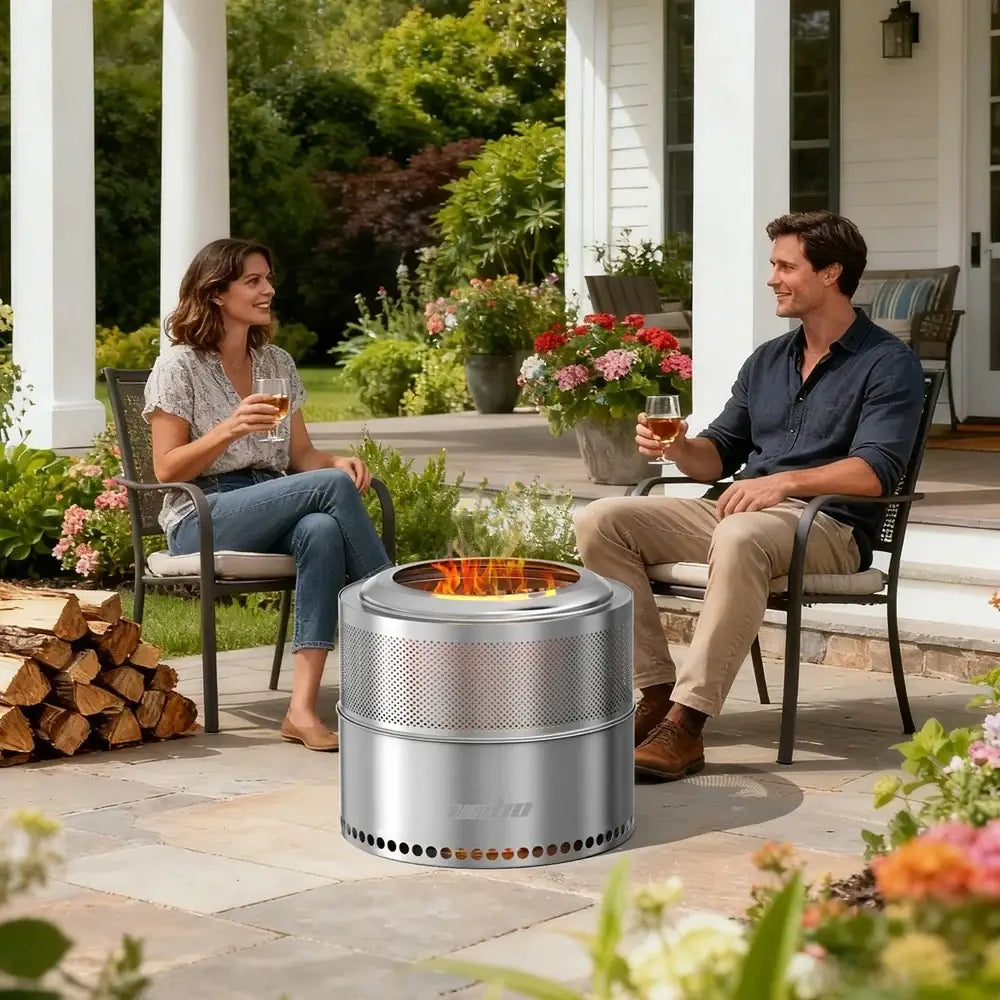 Brasero sans fumée inox 304 – 48 cm feu de bois - Argent / Allemagne - Brasero sans fumée