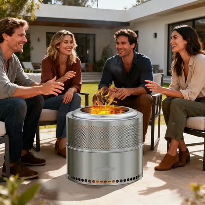 Brasero sans fumée inox 304 – 48 cm feu de bois - Argent / Allemagne - Brasero sans fumée