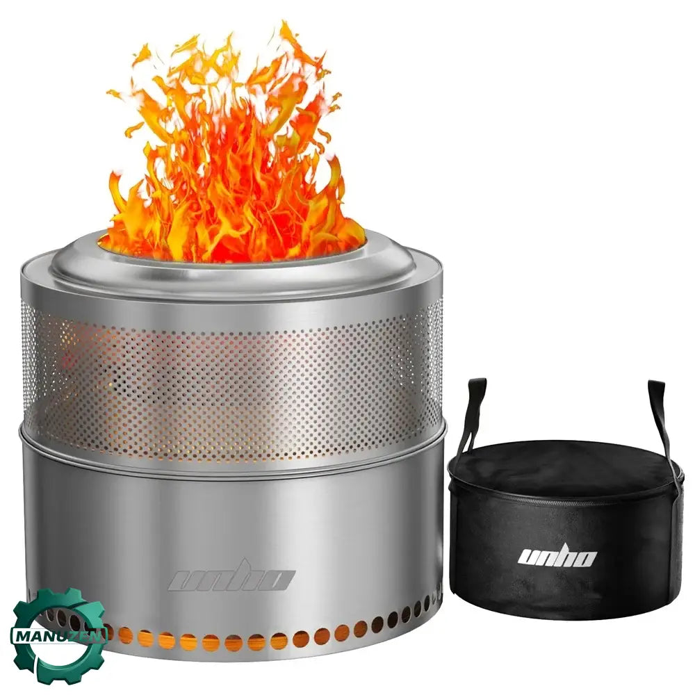 Brasero sans fumée inox 304 – 48 cm feu de bois - Argent / Allemagne - Brasero sans fumée