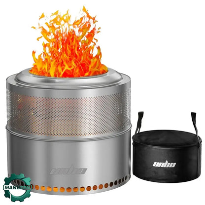 Brasero sans fumée inox 304 – 48 cm feu de bois - Argent / Allemagne - Brasero sans fumée