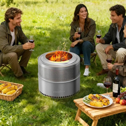Brasero sans fumée inox 304 – 48 cm feu de bois - Argent / Allemagne - Brasero sans fumée