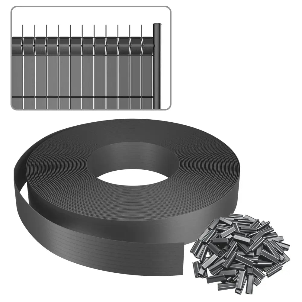 Brise-vue PVC pour clôture rigide — rouleau 35, 65 ou 70 m Gris Pologne