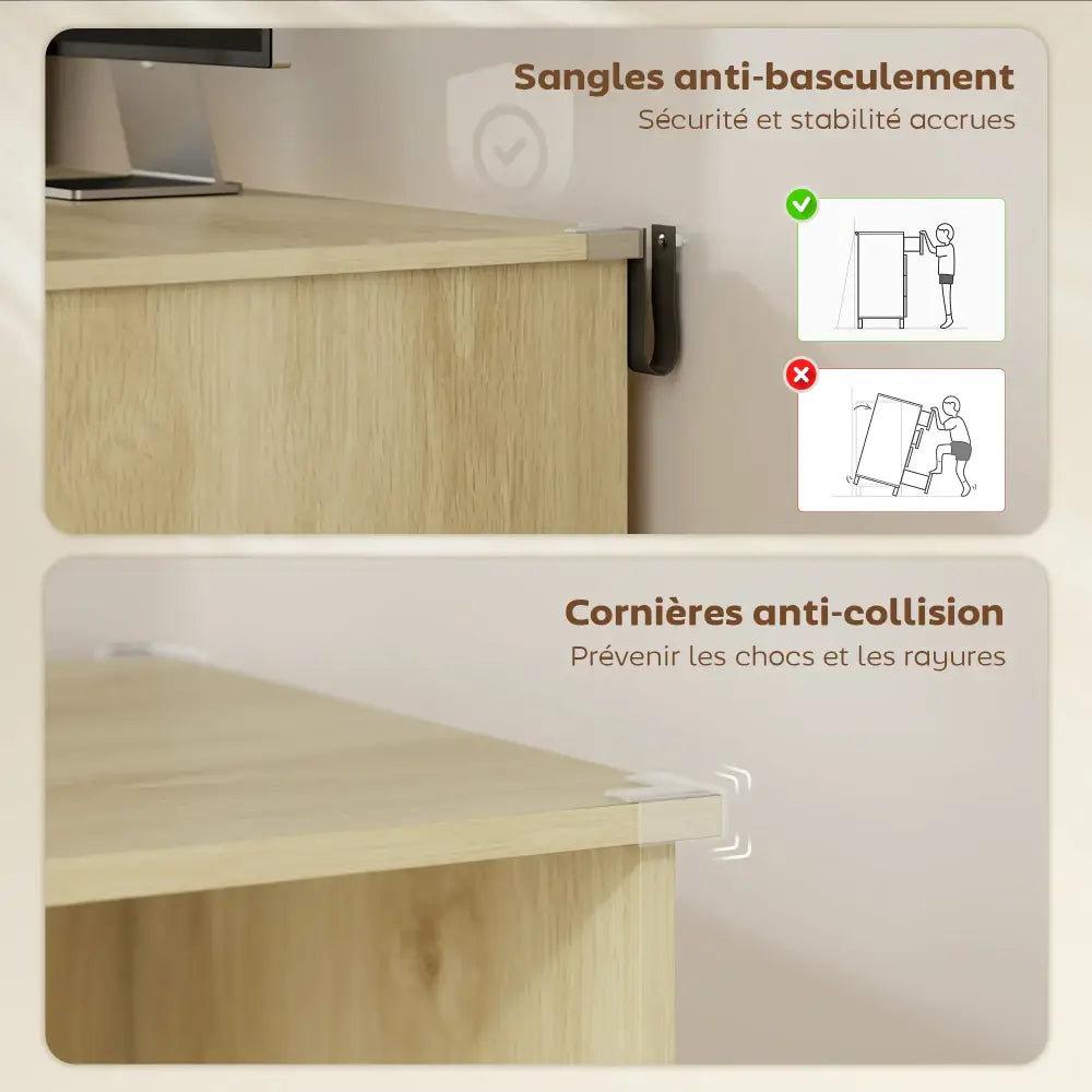 Bureau avec bibliothèque et tiroir à clé – 126 cm - Chêne et blanc / France - bureau bibliothèque tiroir verrouillable
