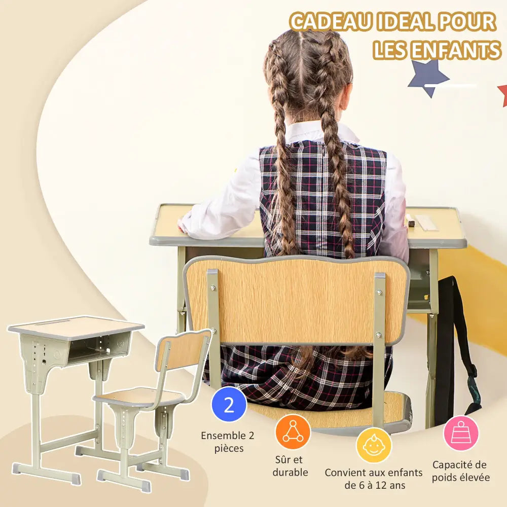 Bureau enfant avec chaise réglable – pupitre avec rangement - France - Bureau enfant avec chaise réglable