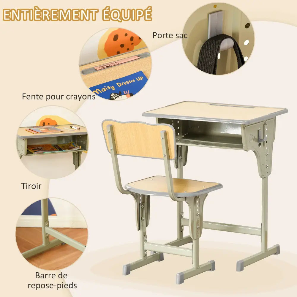 Bureau enfant avec chaise réglable – pupitre avec rangement - France - Bureau enfant avec chaise réglable