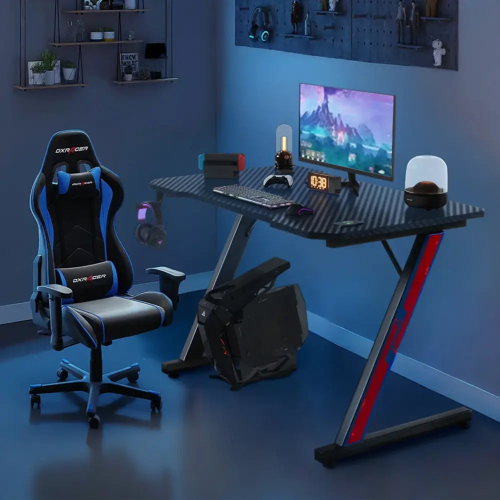 Bureau gaming compact 75 × 52 × 80 cm – finition carbone