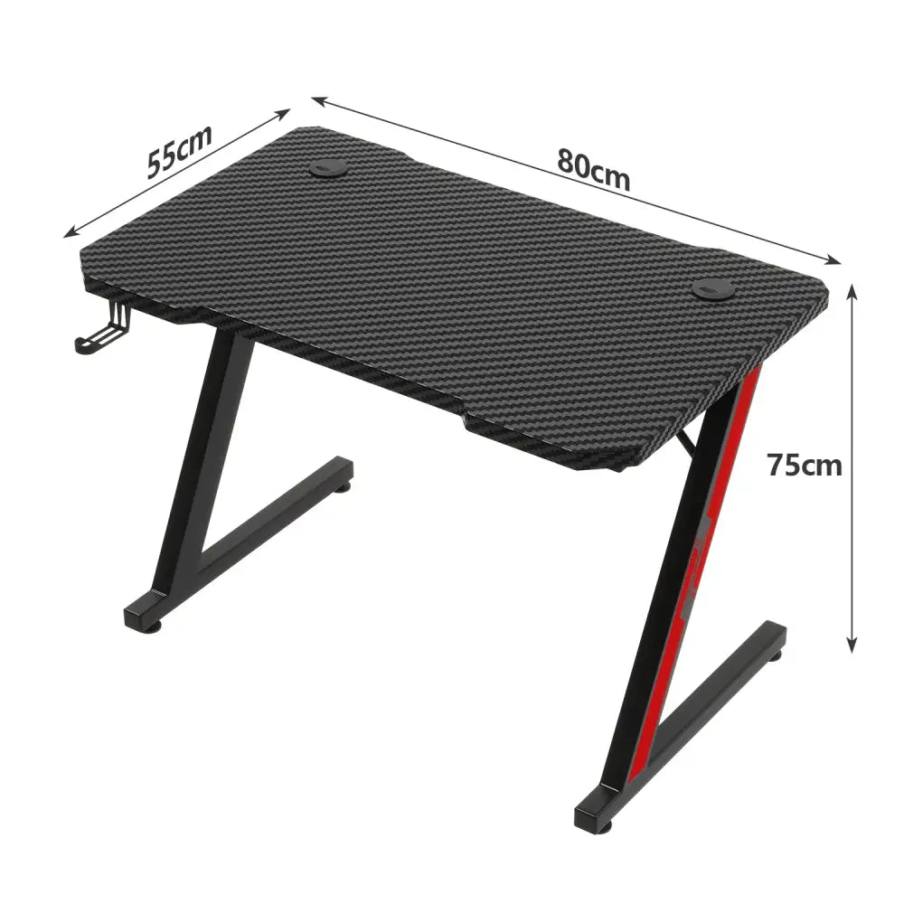 Bureau gaming compact 75 × 52 × 80 cm – finition carbone
