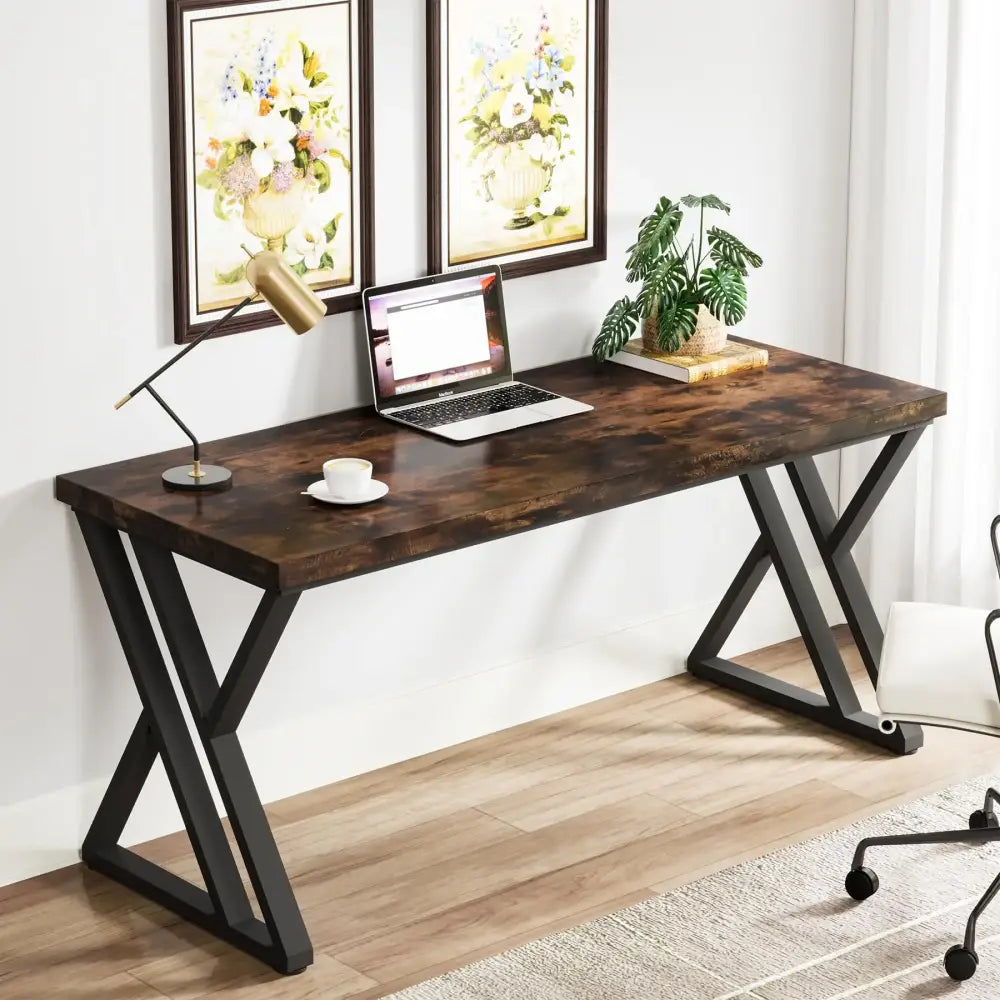 Bureau informatique 140 × 60 cm – pieds métalliques en Z - Kaki foncé / Allemagne - Bureau informatique 140 cm