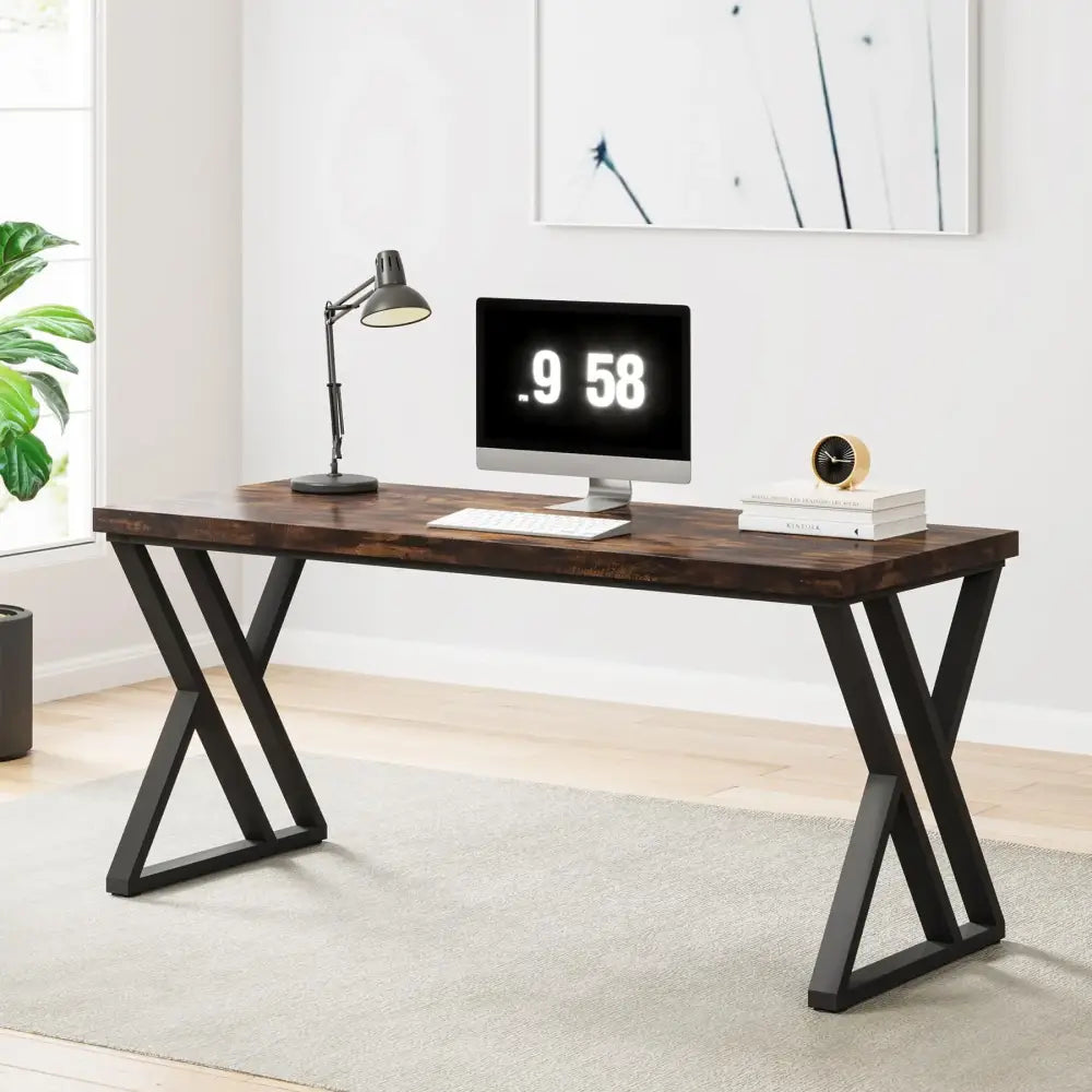 Bureau informatique 140 × 60 cm – pieds métalliques en Z - Kaki foncé / Allemagne - Bureau informatique 140 cm