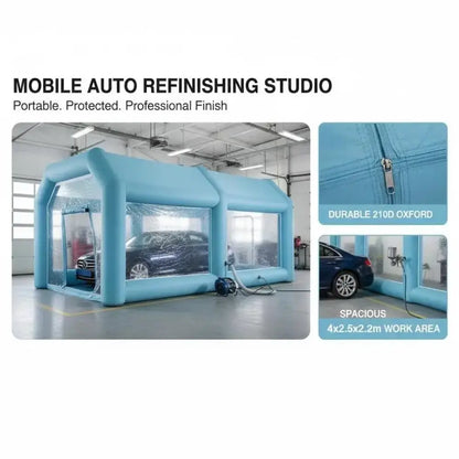 Cabine de peinture gonflable 4 × 2,5 × 2,2 m - France / Bleu - Cabines et équipements de peinture