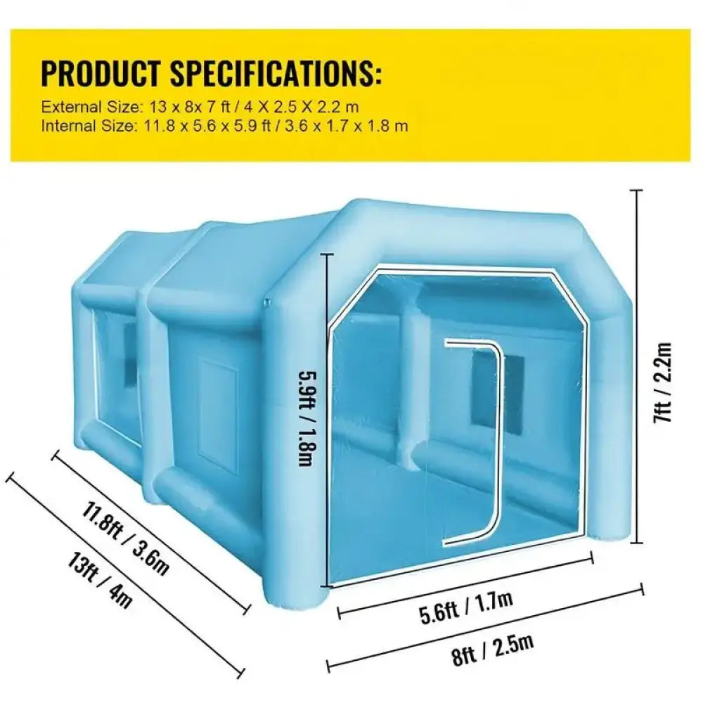Cabine de peinture gonflable 4 × 2,5 × 2,2 m - France / Bleu - Cabines et équipements de peinture