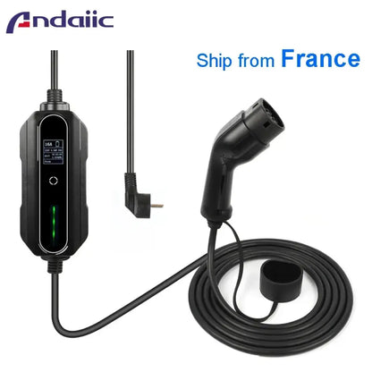 Câble de recharge voiture électrique Type 1/2 – 5 ou 10 m 16 A IP66 - Chargeur voiture électrique portable