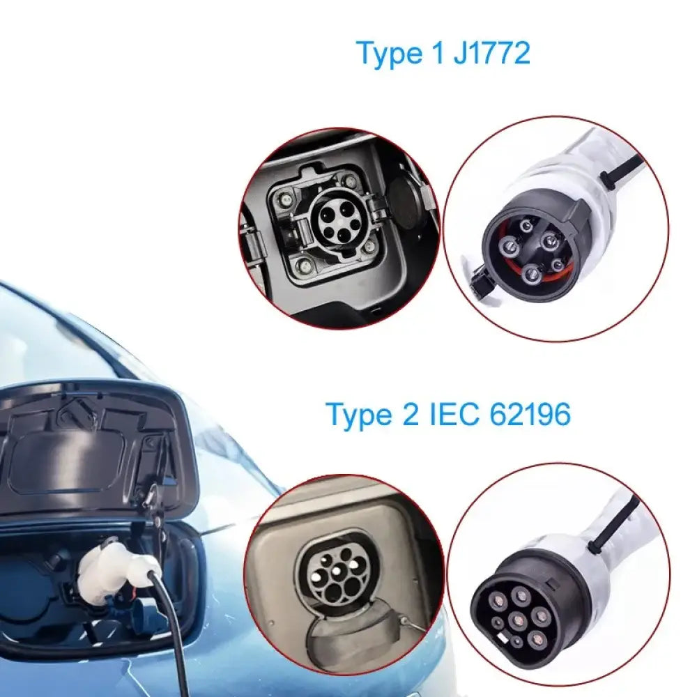 Câble de recharge voiture électrique Type 1/2 – 5 ou 10 m 16 A IP66 - Chargeur voiture électrique portable