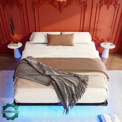 Cadre de lit flottant métal 140 × 190 cm avec LED - 140 × 190 cm / France - lit flottant métal 140x190 LED