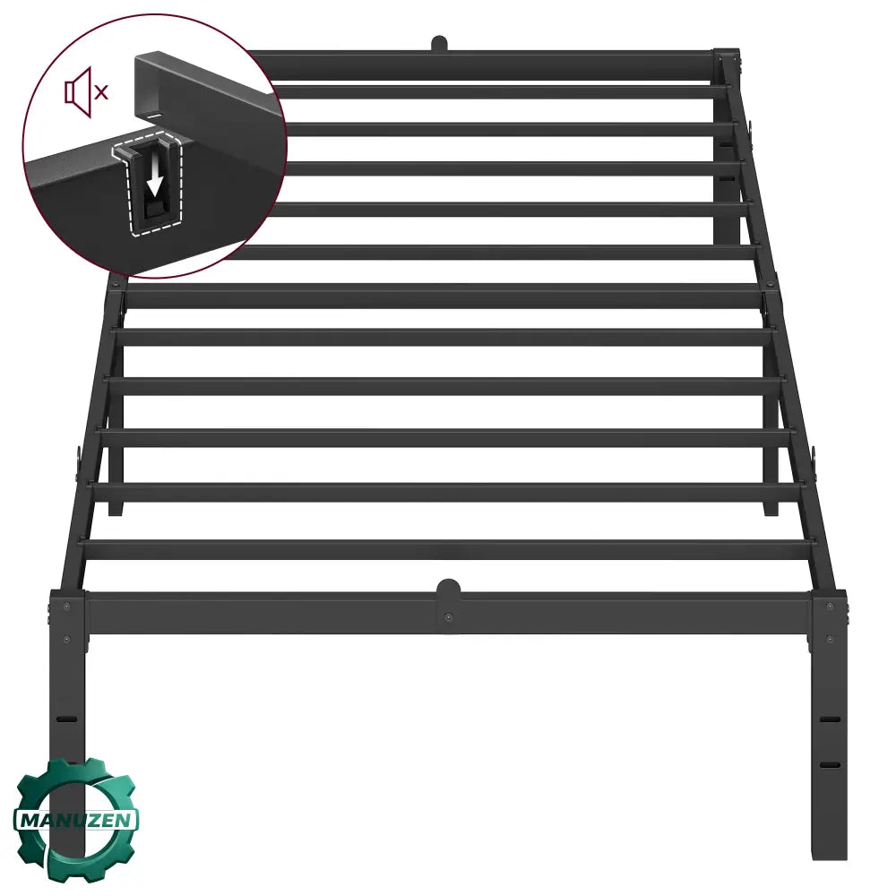 Cadre de lit métal 90 × 190 cm avec rangement – noir mat - Noir mat / 90 × 190 cm / Allemagne - Cadre de lit simple